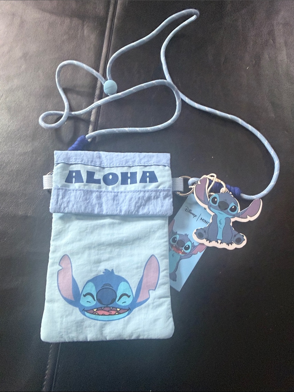 Disney Blue Lilo & Stitch Kids Crossbody Pouch with Charm